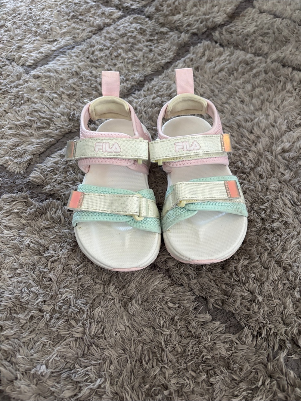 Fila Kids Iridescent Pastel Strap Sandals - Pink & Mint